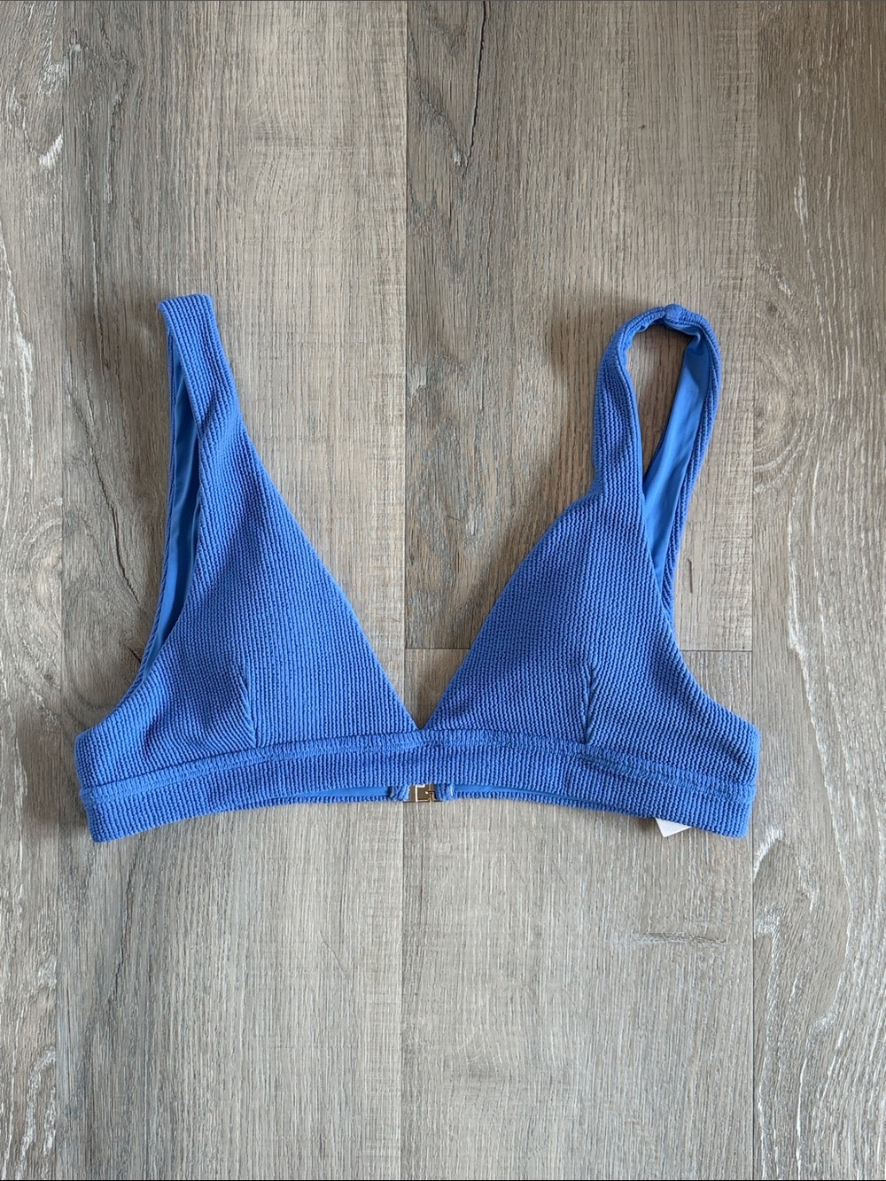 Rhythm Isla Ribbed Tall Tri Bikini Top Blue L NWT
